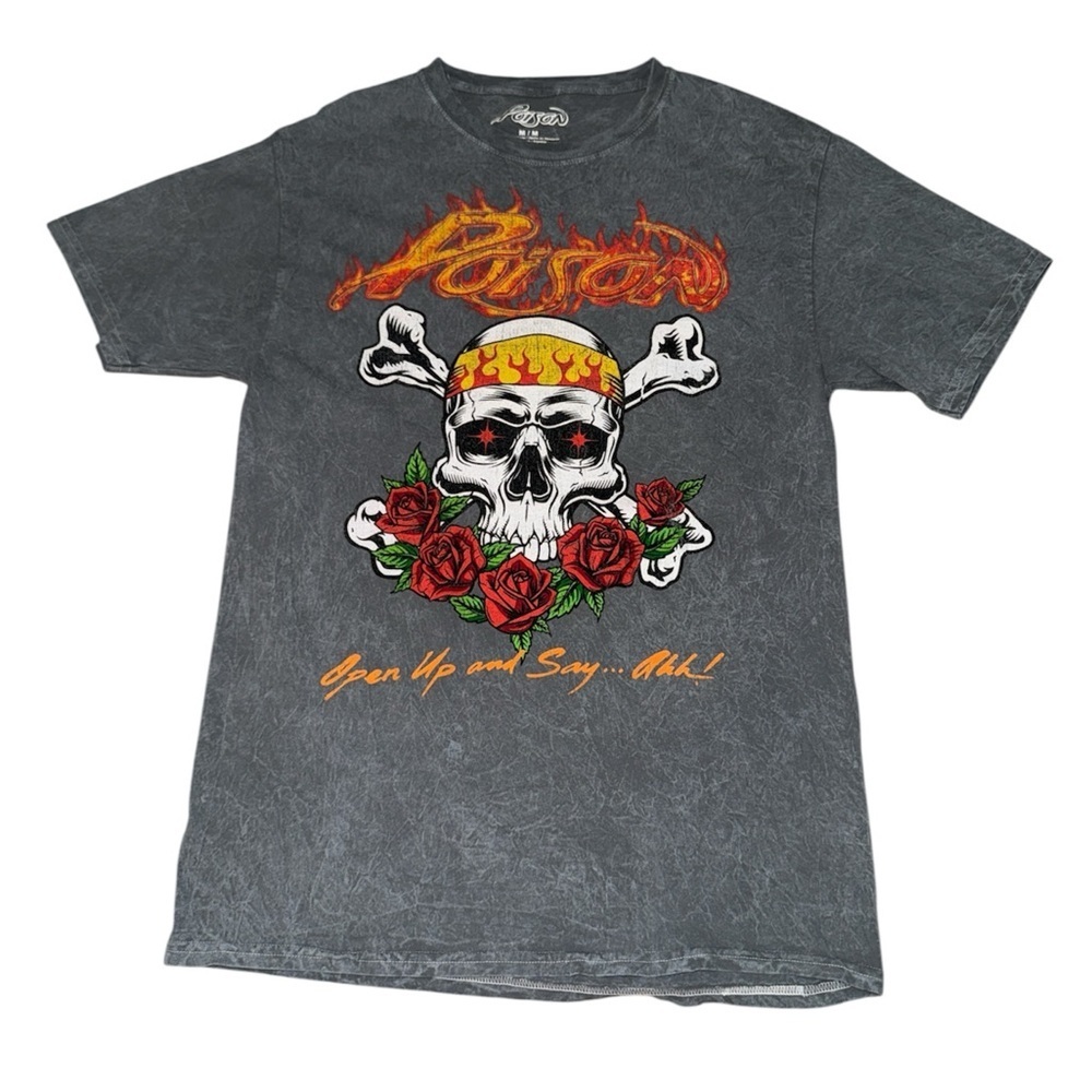 Poison October 1988 open up and say… ah! Grey Tour t-shirt women’s size medium
